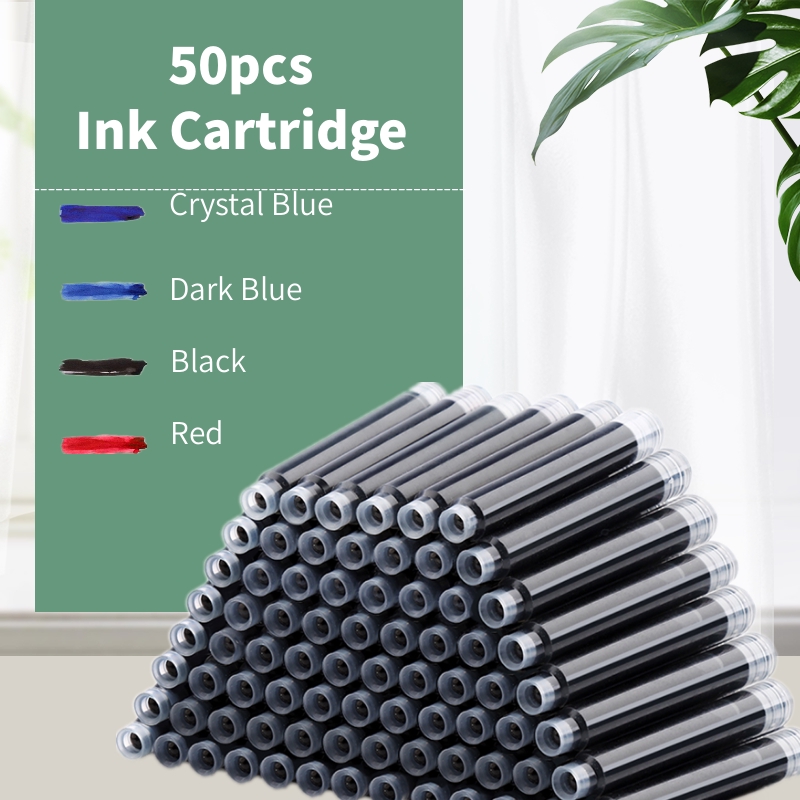 Gel Ink Pen Set - 2.6/3.4 ミリメートル使い捨て万年筆インクカートリッジペンリフィル黒/赤/青インクセット学校事務用品文具ギフト 50 個