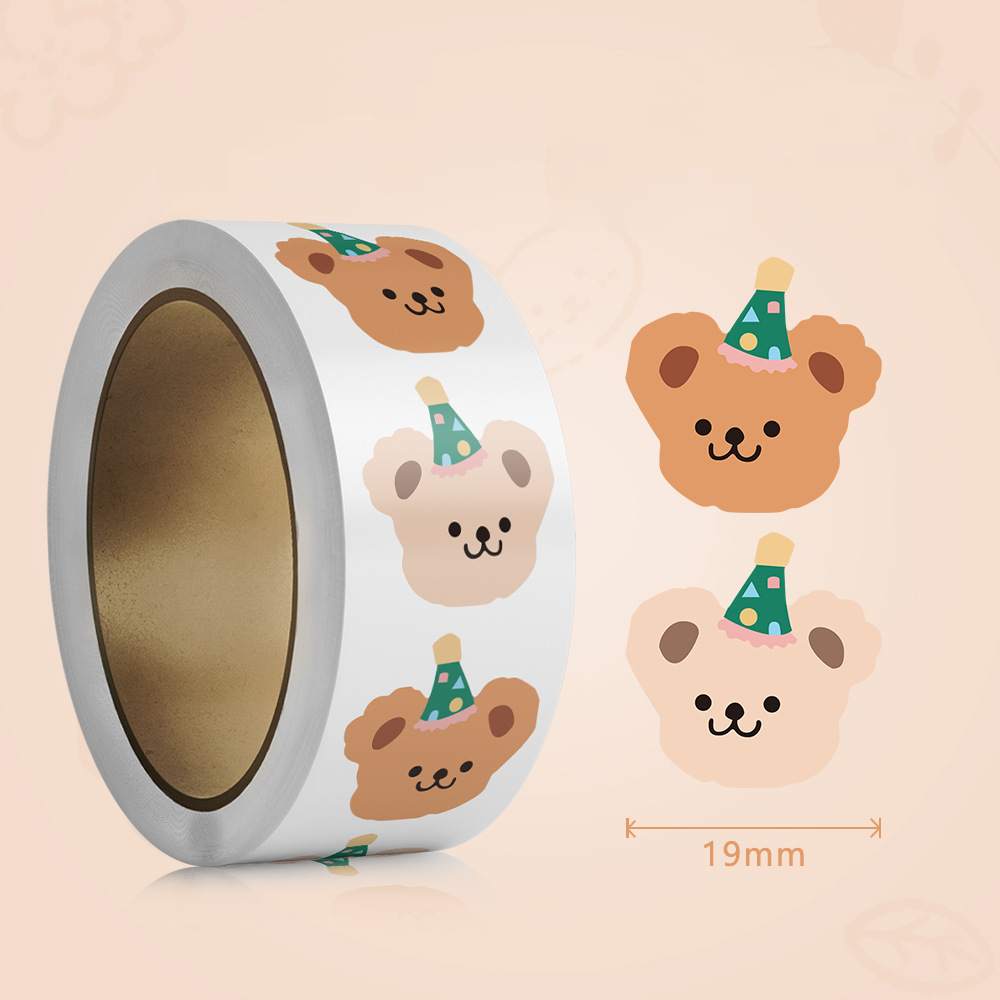 Label Printer Tape - 500 個のかわいいクマのステッカーセット韓国 INS 粘着テープ全体紙シール装飾ラベル包装用
