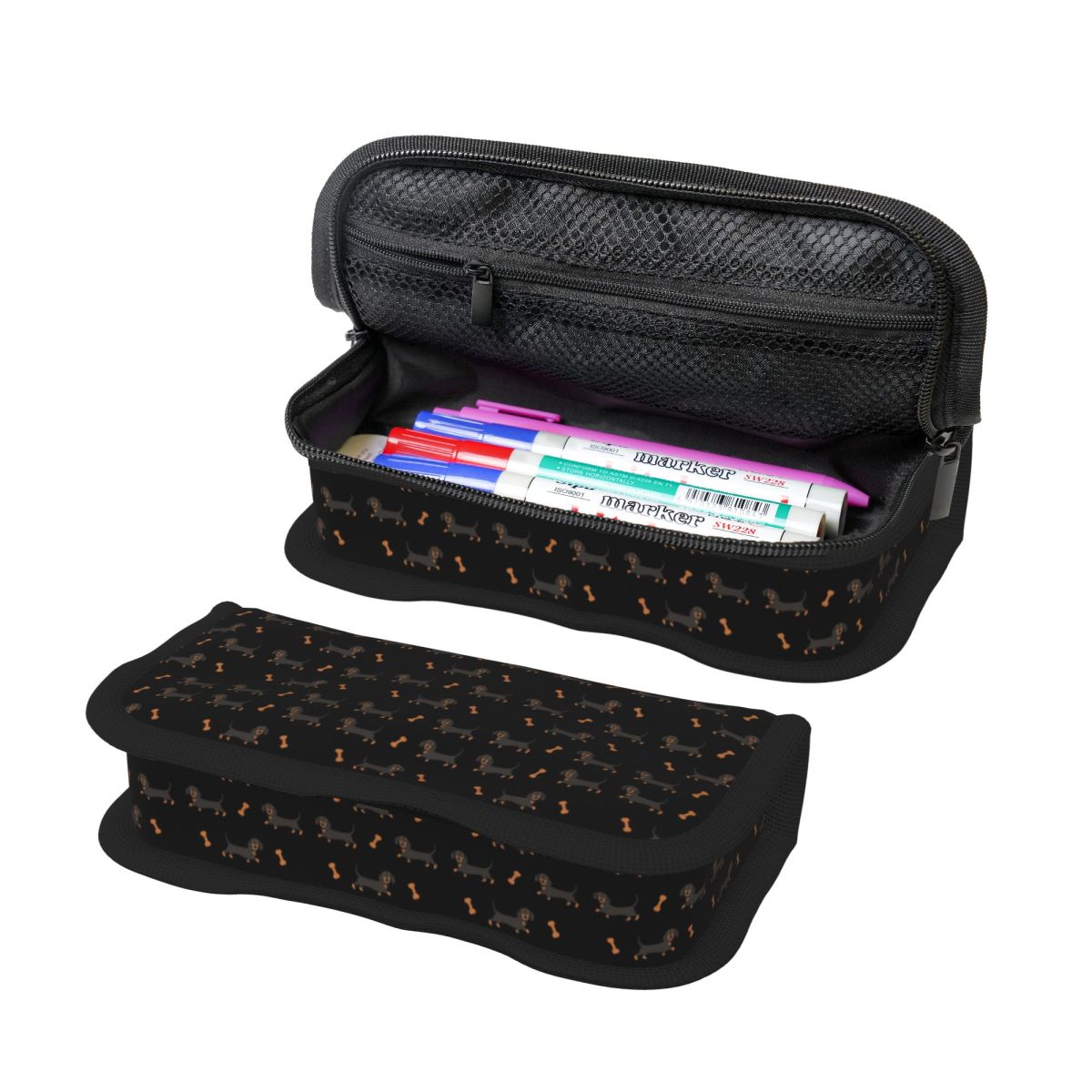 黒と茶色のダックスフントソーセージ犬鉛筆ケース学生用学校ペン - Tan Stationery & Office Supply のレビューと価格