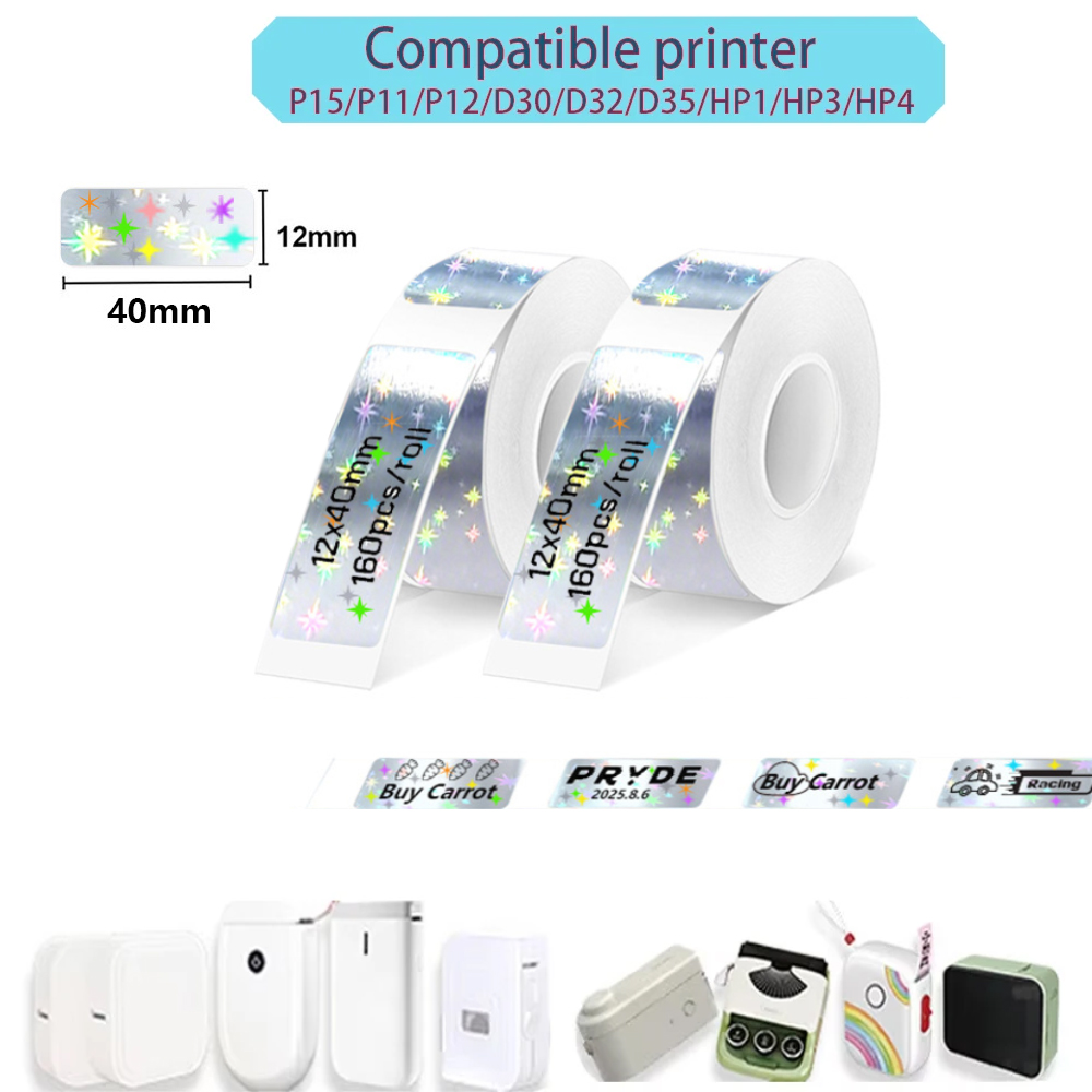 P15ラベルメーカーテープ ポータブル 自己粘着 12*40 - Label Printer Tape のレビューと価格