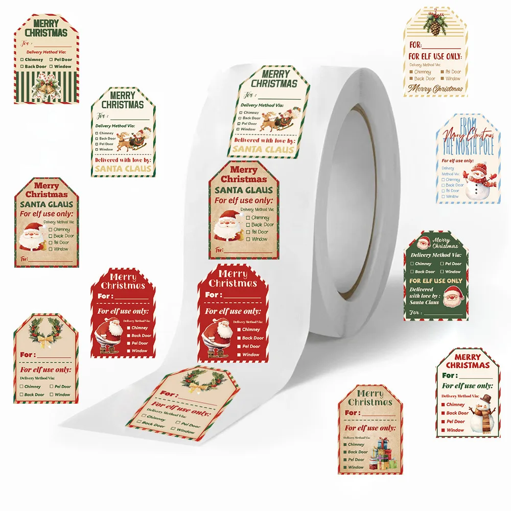 500枚入りクリスマスステッカーロール、サンタエルフ配達タグ - Label Printer Tape のレビューと価格