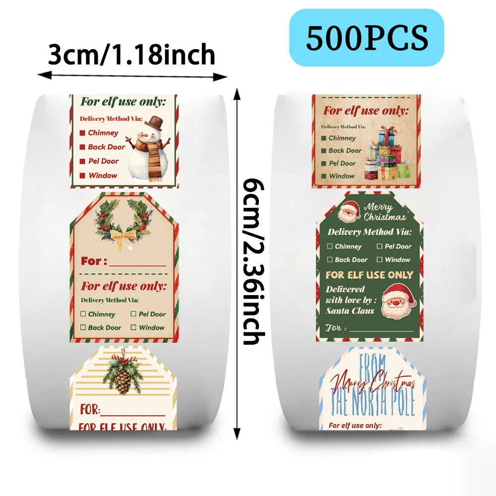 500枚入りクリスマスステッカーロール、サンタエルフ配達タグ - Label Printer Tape のレビューと価格